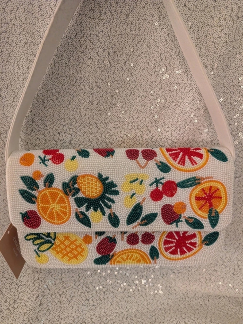 D'margeaux Beaded Shoulder Bag beaded Fruit Motif